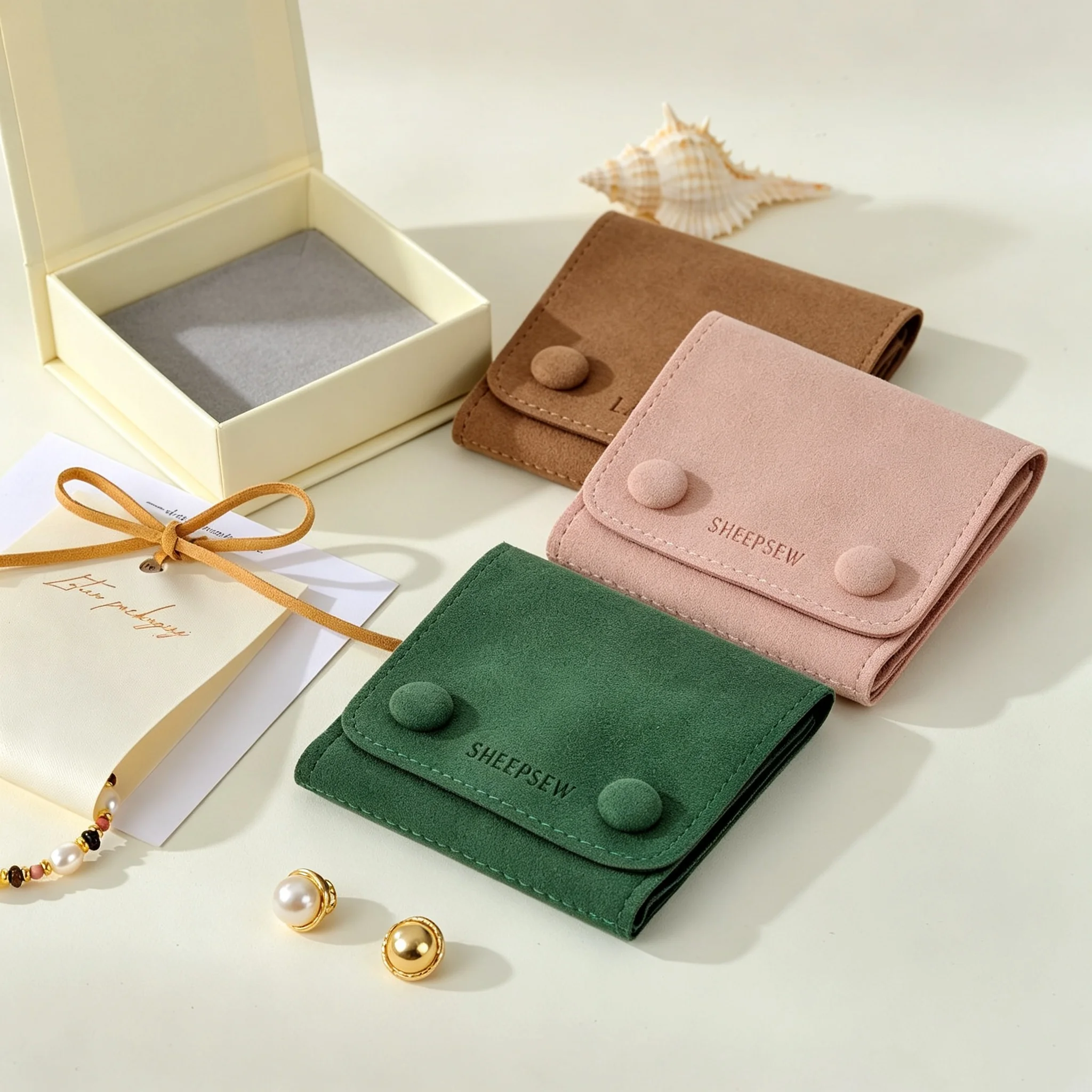SheepSew Wholesale Custom Embossed Logo Double Inner Fold Envelope Jewelry Pouches With Divider Bulk Gift Packaging For Necklace
SheepSew Wholesale Custom Embossed Logo Double Inner Fold Envelope Jewelry Pouches With Divider Bulk Gift Packaging For Necklace
