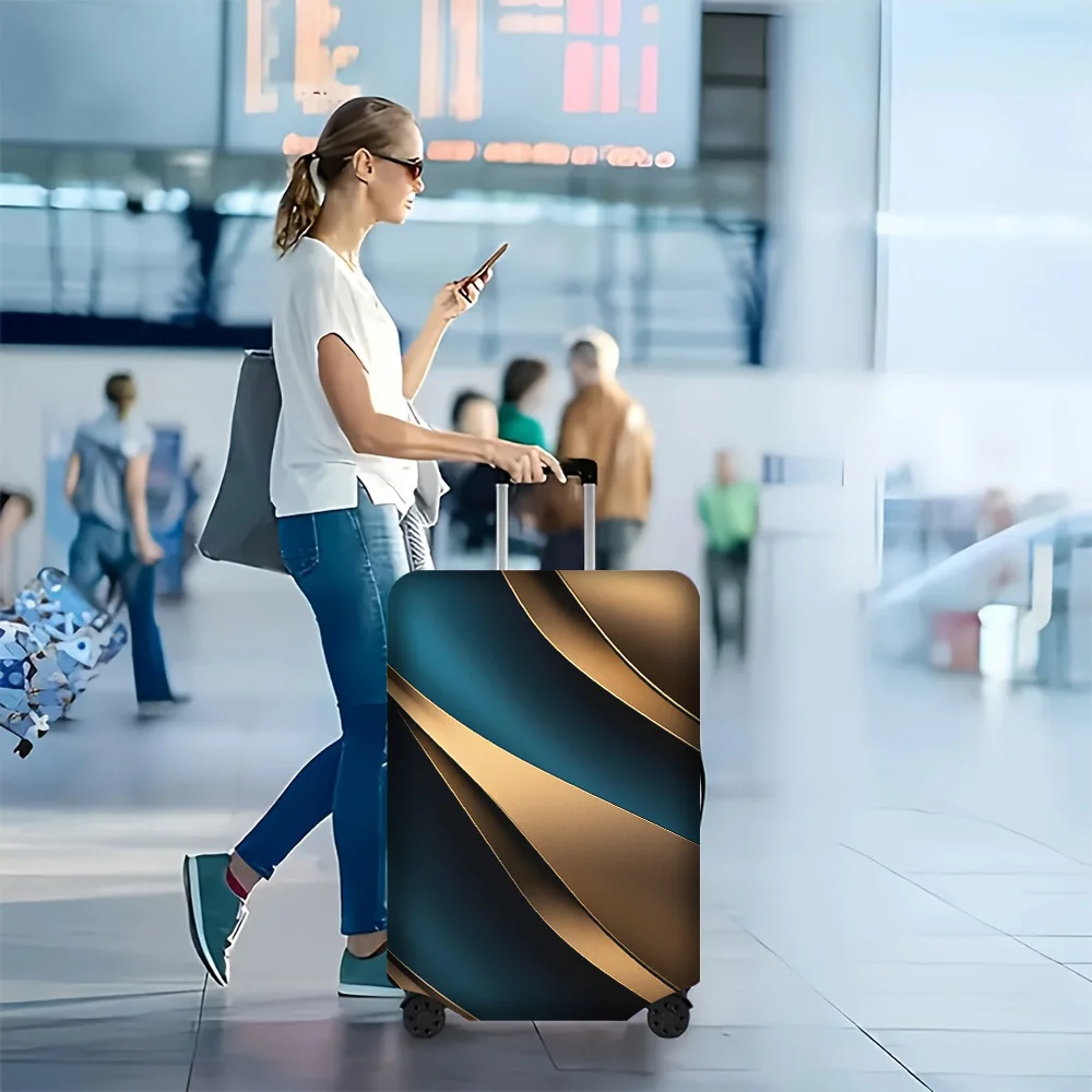1-piece abstract blue and gold print luggage cover for luggage sizes 18 – 32 inches; stylish and resilient travel accessory i
1-piece abstract blue and gold print luggage cover for luggage sizes 18 – 32 inches; stylish and resilient travel accessory i