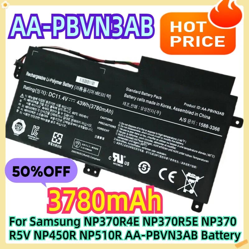 For Samsung NP370R4E NP370R5E NP370R5V NP450R NP510R AA-PBVN3AB Battery
For Samsung NP370R4E NP370R5E NP370R5V NP450R NP510R AA-PBVN3AB Battery