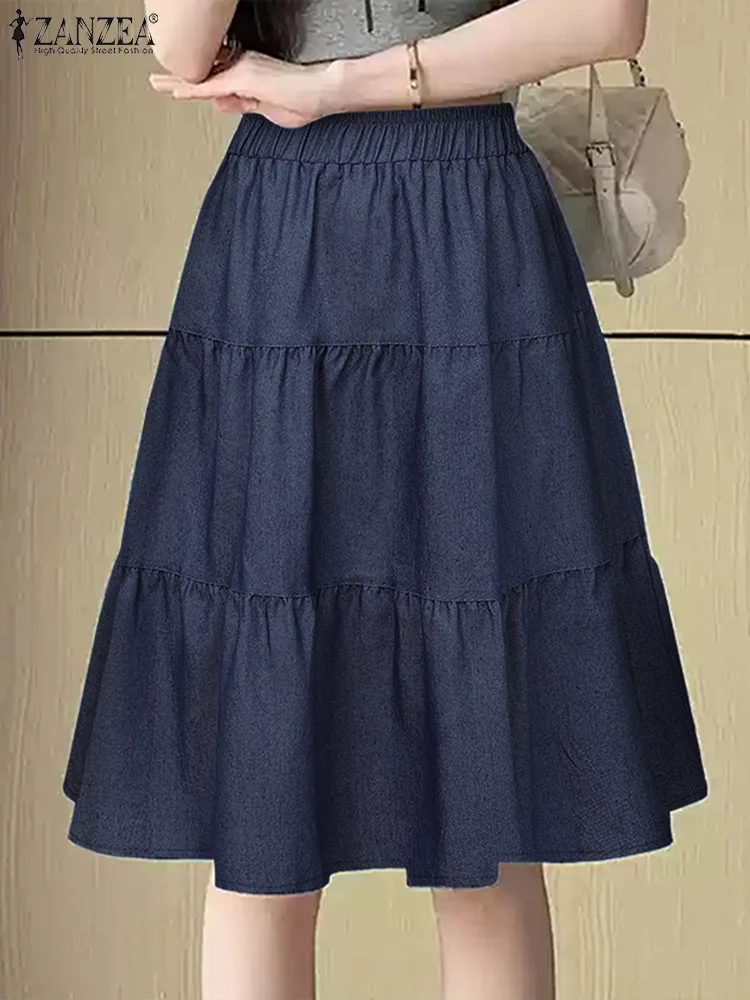 ZANZEA Elegant Elastic Waist Denim Blue Skirt Women Solid Work Faldas Saia Jupes Stylish Party Skirts Fashion Woman Sundress
ZANZEA Elegant Elastic Waist Denim Blue Skirt Women Solid Work Faldas Saia Jupes Stylish Party Skirts Fashion Woman Sundress