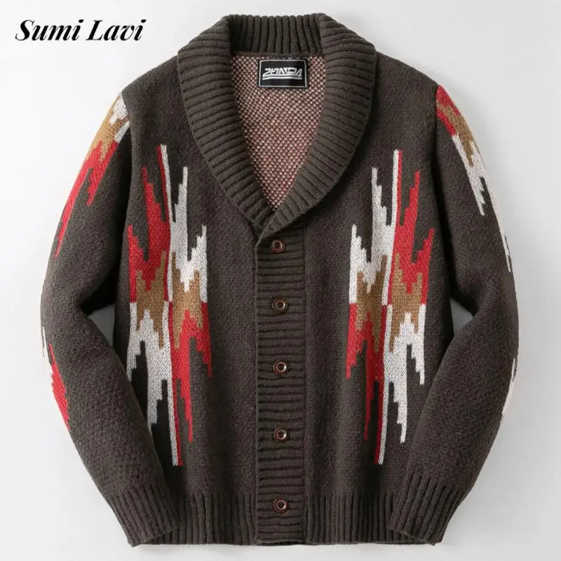 Fall Winter Thickened Warm Knit Sweaters Mens Retro Geometric Jacquard Buttoned Sweatercoats Men Casual Lapel Knitted Cardigans
Fall Winter Thickened Warm Knit Sweaters Mens Retro Geometric Jacquard Buttoned Sweatercoats Men Casual Lapel Knitted Cardigans
