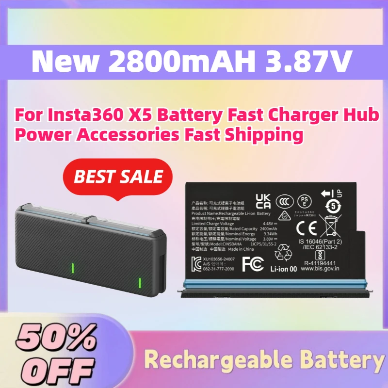 High-Quality New 2800mAH 3.87V Digital Batteries for Insta360 X5 Battery Fast Charger Hub Power Accessories Fast Shipping
High-Quality New 2800mAH 3.87V Digital Batteries for Insta360 X5 Battery Fast Charger Hub Power Accessories Fast Shipping