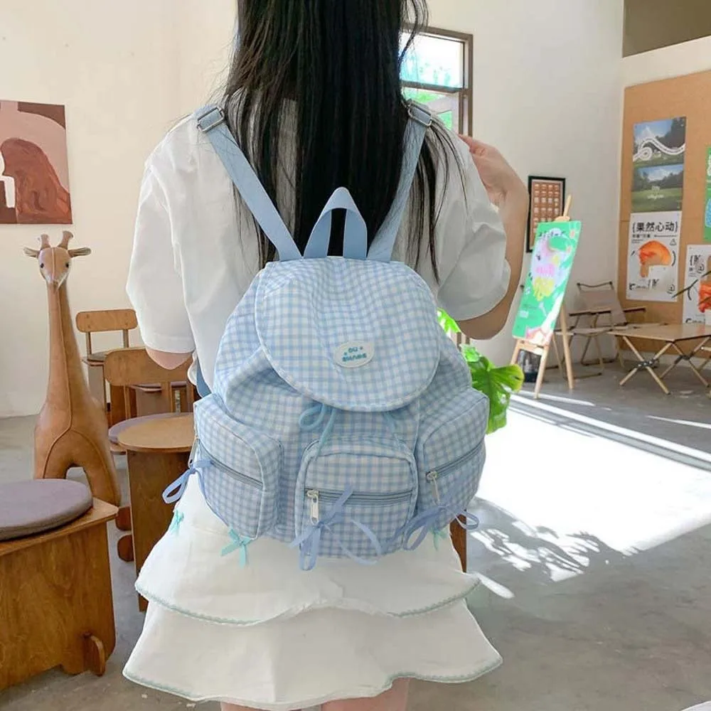 Sweet Korean Drawstring Backpack Large Capacity Plaid Women Daily School Bag Magnetic Button Flip Up Silver PU Daypack Girls
Sweet Korean Drawstring Backpack Large Capacity Plaid Women Daily School Bag Magnetic Button Flip Up Silver PU Daypack Girls