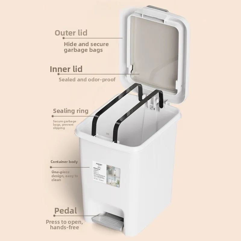 Large Capaci Foot Pedal Kitchen Tra Can Villa Flip Cover Commercially Used High End Household Garbage Bin Waste Paper Basket
Large Capaci Foot Pedal Kitchen Tra Can Villa Flip Cover Commercially Used High End Household Garbage Bin Waste Paper Basket
