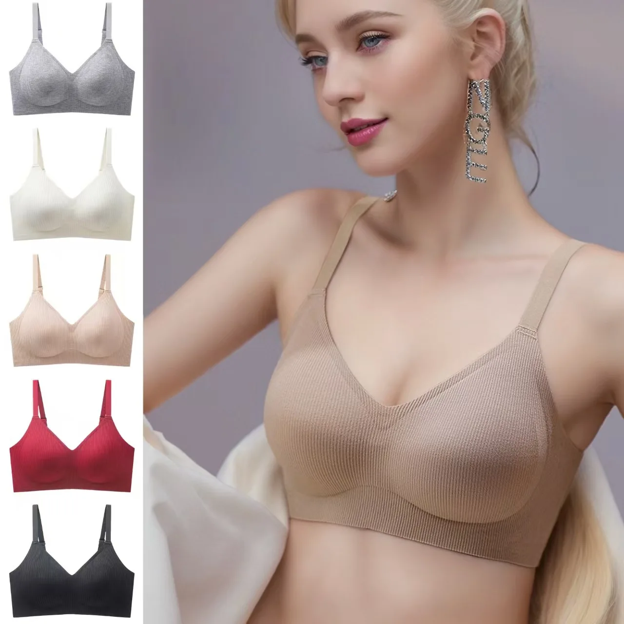 Женское бесшовное нижнее белье без косточек, небольшой регулируемый бюстгальтер с защитой от провисания груди
Женское бесшовное нижнее белье без косточек, небольшой регулируемый бюстгальтер с защитой от провисания груди