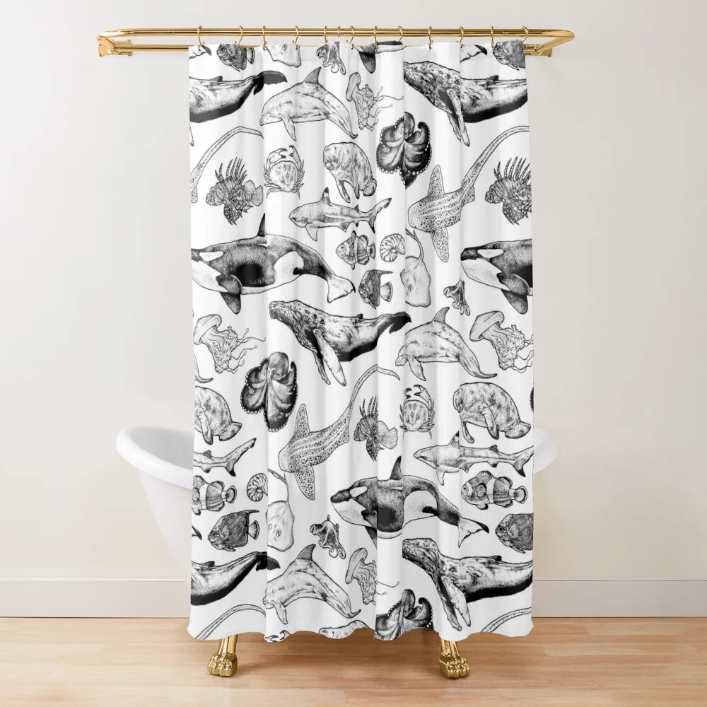 Marine Life in Ink - Black & White Shower Curtain Bathroom Deco Waterproof Shower For Shower Curtain
Marine Life in Ink - Black & White Shower Curtain Bathroom Deco Waterproof Shower For Shower Curtain