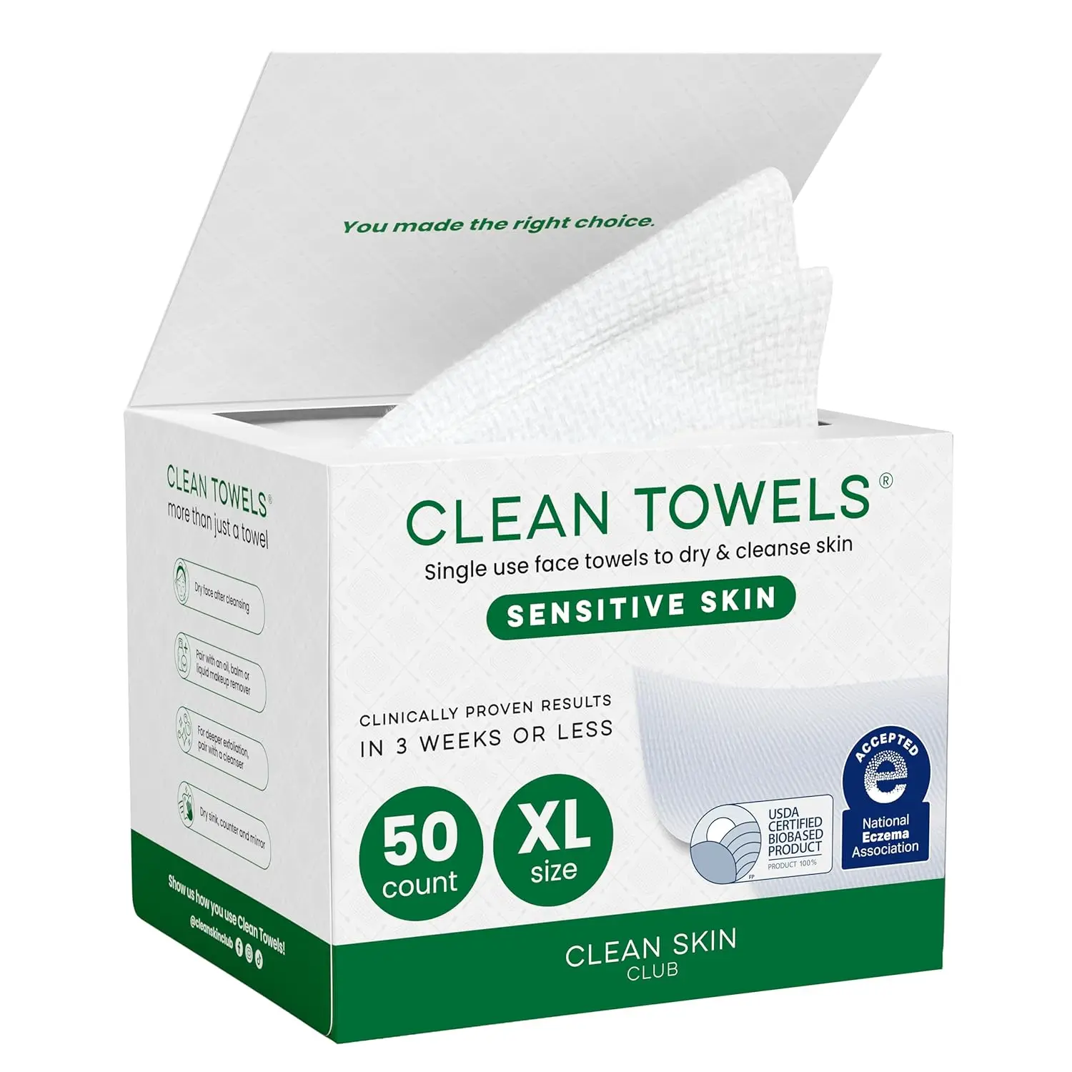 Ultra-Soft Disposable Face Towels for Sensitive Skin - Aloe & Glycerin Infused, Dermatologist Approved, 50 Count
Ultra-Soft Disposable Face Towels for Sensitive Skin - Aloe & Glycerin Infused, Dermatologist Approved, 50 Count