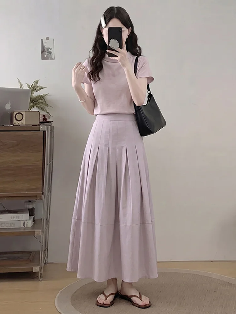Casual Slimming High Collar Short Sleeve Two Piece Set Women's Fashion Spring Summer Breathable Comfortable Half Length Skirt
Casual Slimming High Collar Short Sleeve Two Piece Set Women's Fashion Spring Summer Breathable Comfortable Half Length Skirt