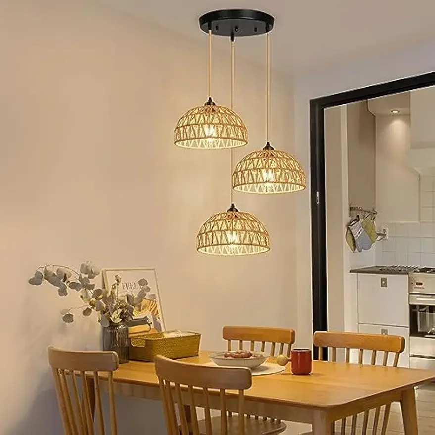 Woven Rattan Pendant Light Fixture, Farmhouse 3-Lights Pendant Lighting, Boho Handmade Basket Hanging Lamp, Wicker
Woven Rattan Pendant Light Fixture, Farmhouse 3-Lights Pendant Lighting, Boho Handmade Basket Hanging Lamp, Wicker