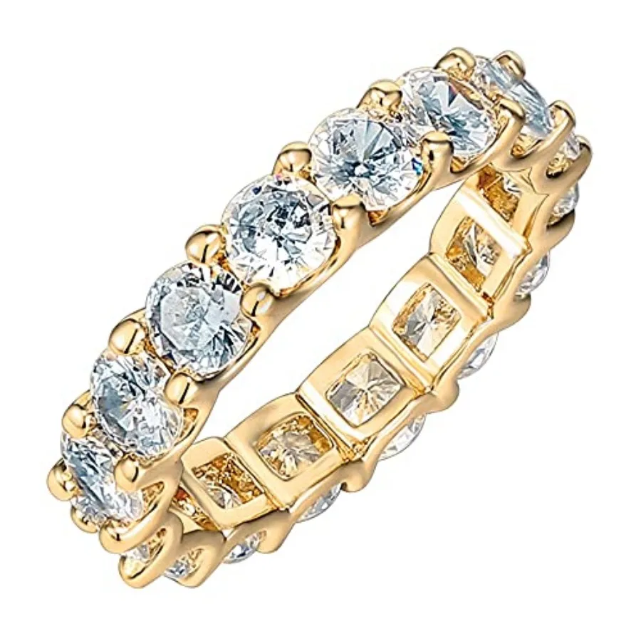4K Gold Plated Eternity Women - Statement Eternity Band s wit Round Cubic Zirconia - Stackable Wedding Band - Love Engament T
4K Gold Plated Eternity Women - Statement Eternity Band s wit Round Cubic Zirconia - Stackable Wedding Band - Love Engament T