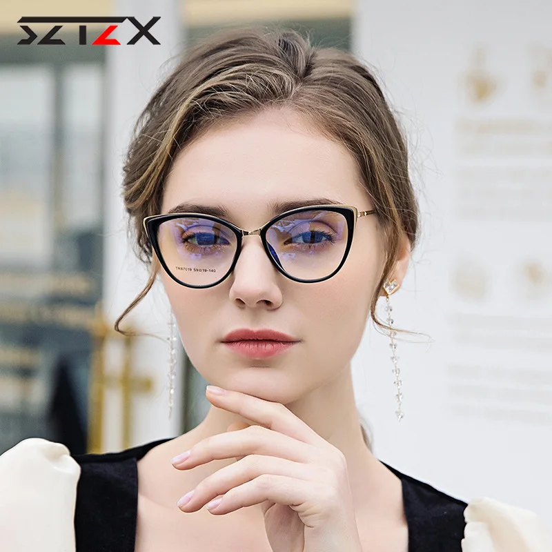 SZTZX Fashion Cat Eye Myopia Prescription Reading Glasses Women Anti Blue Light Blocking Optical lenses Eyeglasses Frame Diopter
SZTZX Fashion Cat Eye Myopia Prescription Reading Glasses Women Anti Blue Light Blocking Optical lenses Eyeglasses Frame Diopter