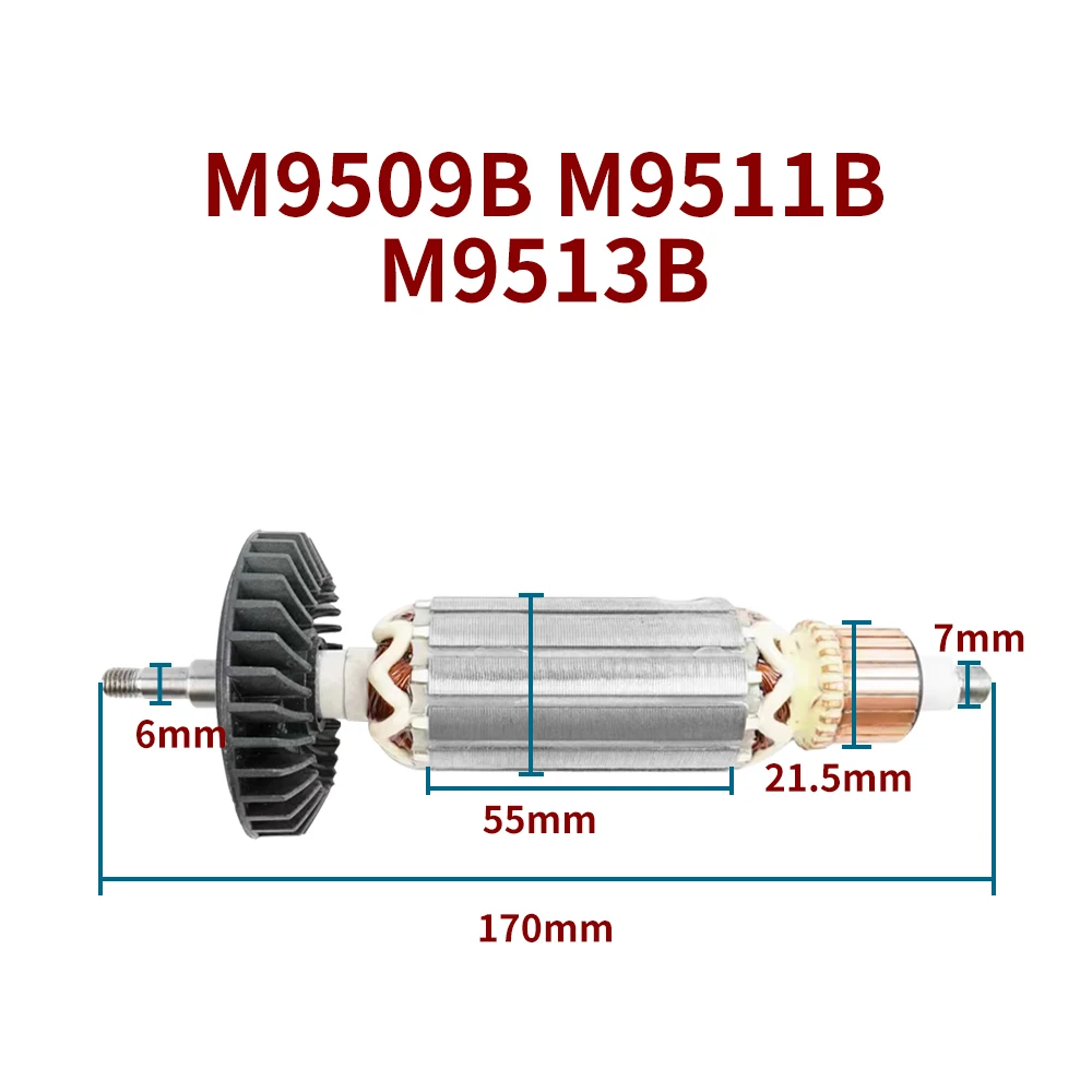 Арматура AC220-240V для makita M9509B M9511B M9513B, угловая шлифовальная машина, ротор, якорь, двигатель, аксессуары для электроинструментов, замена
Арматура AC220-240V для makita M9509B M9511B M9513B, угловая шлифовальная машина, ротор, якорь, двигатель, аксессуары для электроинструментов, замена