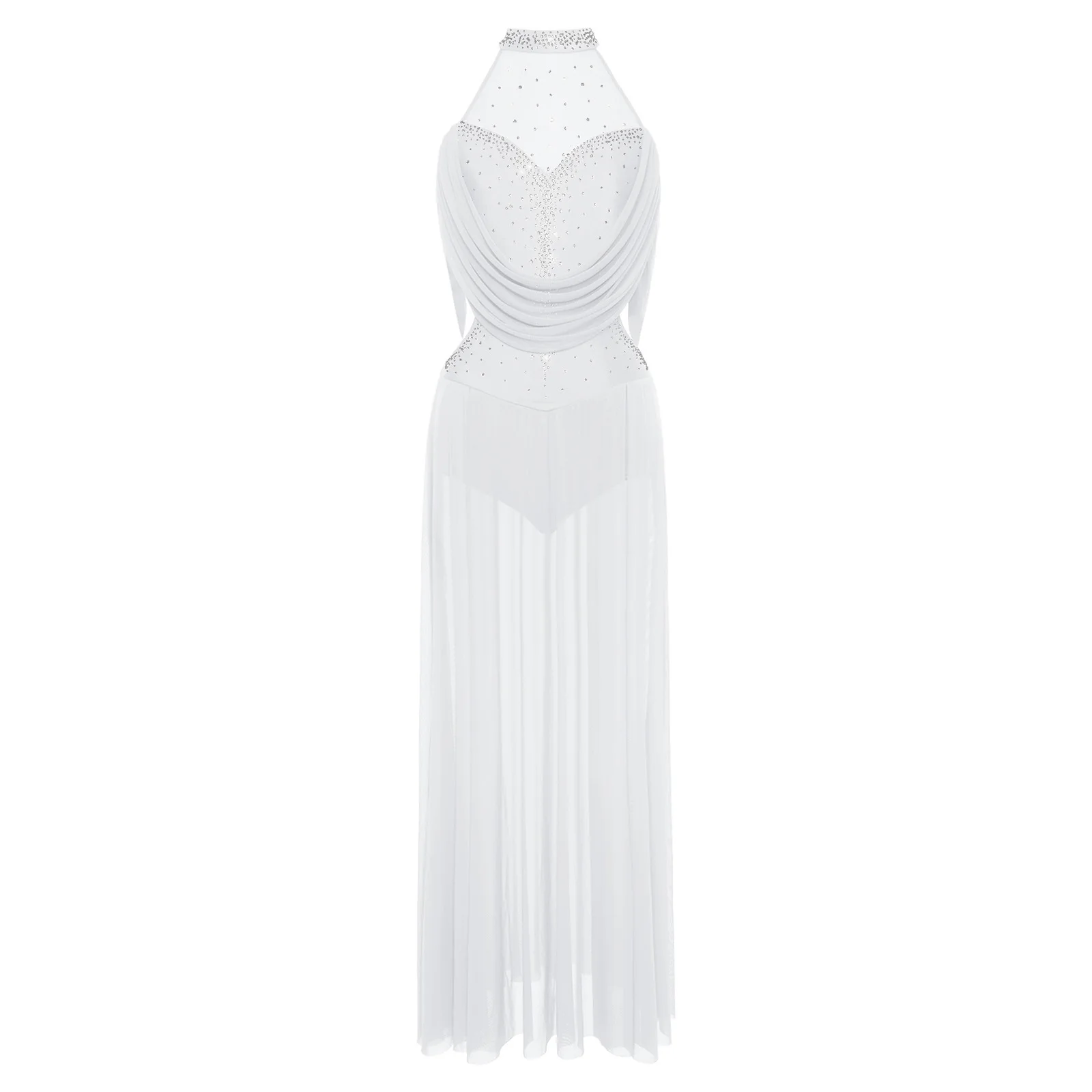 Womens Lyrical Modern Dance Long Dress Contemporary Dancewear Halter Rhinestones Split Dress for Stage Performance Competition
Womens Lyrical Modern Dance Long Dress Contemporary Dancewear Halter Rhinestones Split Dress for Stage Performance Competition