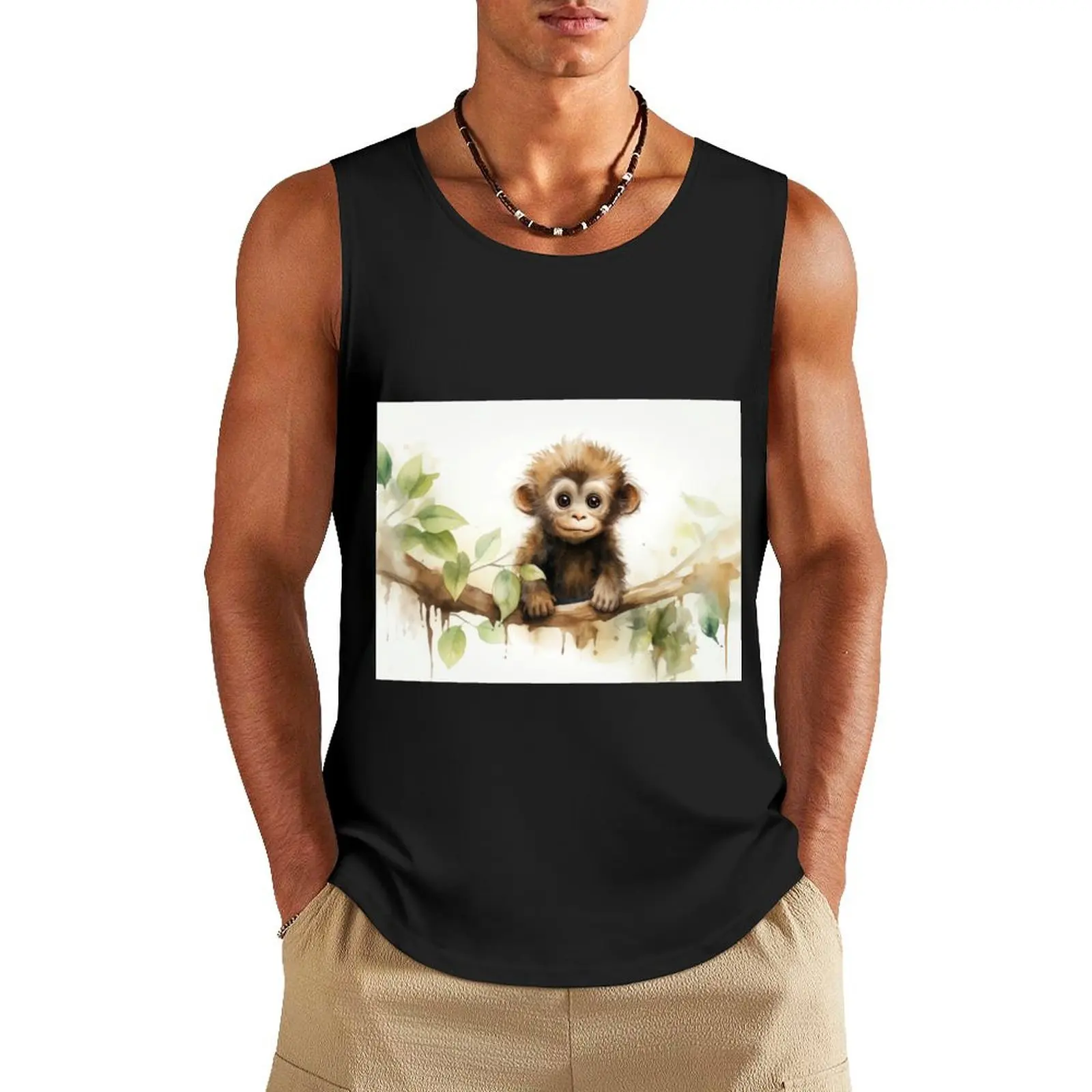 Watercolour Monkey on a branch Tank Top vest men gym training accessories plain t-shirt Men's fitness t-shirt
Watercolour Monkey on a branch Tank Top vest men gym training accessories plain t-shirt Men's fitness t-shirt