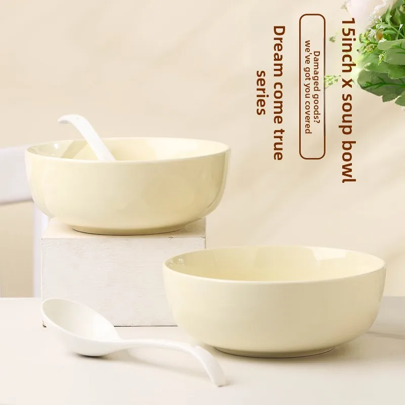Новая большая суповая миска 2023 года для переезда, для использования в новом доме, салатница, китайская миска для сервировки, набор посуды для столовой
Новая большая суповая миска 2023 года для переезда, для использования в новом доме, салатница, китайская миска для сервировки, набор посуды для столовой