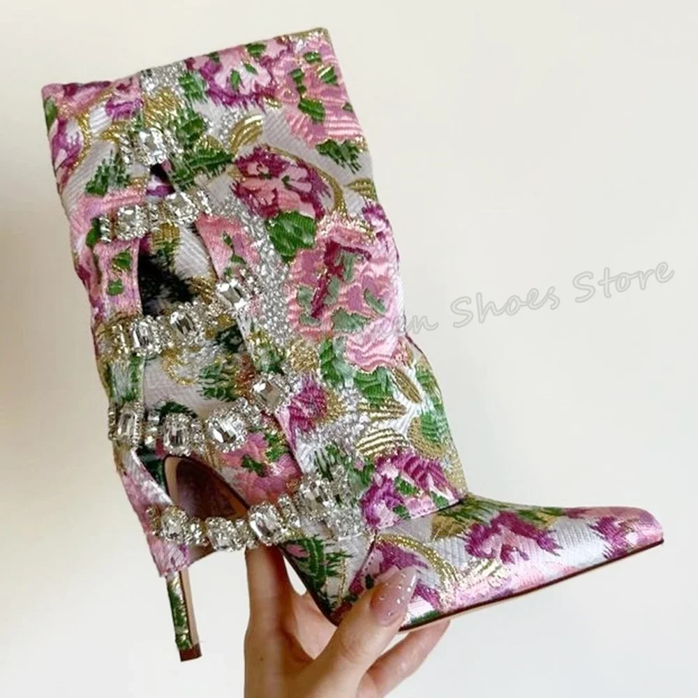 Embroidery Crystal Knee High Boots Glossy Fashion Elegant Luxury Novelty Concise Slip-On Pointed Toe Thin Heels Women Shoes New
Embroidery Crystal Knee High Boots Glossy Fashion Elegant Luxury Novelty Concise Slip-On Pointed Toe Thin Heels Women Shoes New