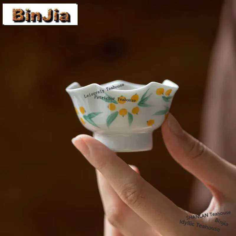 2pc/lot Jade Mud Misty Blue High Feet Teacup Hand-painted Loquat Master Cup Flower Mouth Tasting Mug Retro Tea Pair Teaware 35ml
2pc/lot Jade Mud Misty Blue High Feet Teacup Hand-painted Loquat Master Cup Flower Mouth Tasting Mug Retro Tea Pair Teaware 35ml