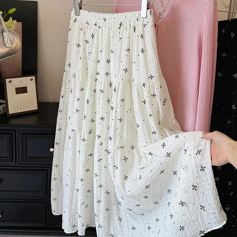 Vintage Bow Print A-line Pleated Long Skirts Summer Women Korean Skirts Streetwear Drawstring Elastic Waist Y2k Midi Skirts New
Vintage Bow Print A-line Pleated Long Skirts Summer Women Korean Skirts Streetwear Drawstring Elastic Waist Y2k Midi Skirts New