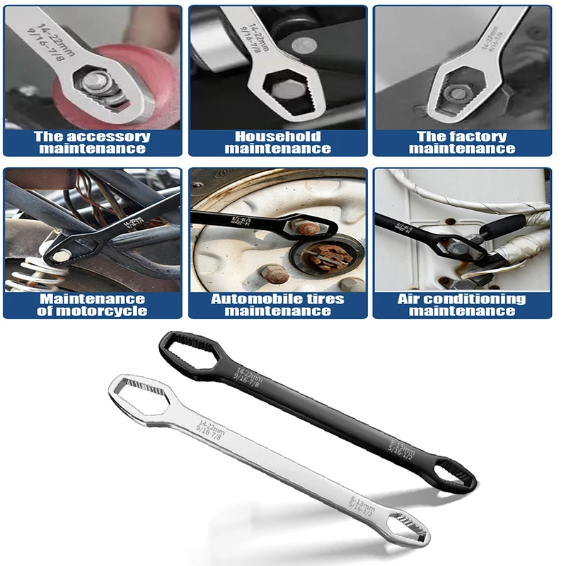 Double-Head Multifunction Wrenches Self-tightening Glasses Wrench Multi-purpose Hand Tool Car Universal 8-22mm Adjustable Wrench
Double-Head Multifunction Wrenches Self-tightening Glasses Wrench Multi-purpose Hand Tool Car Universal 8-22mm Adjustable Wrench