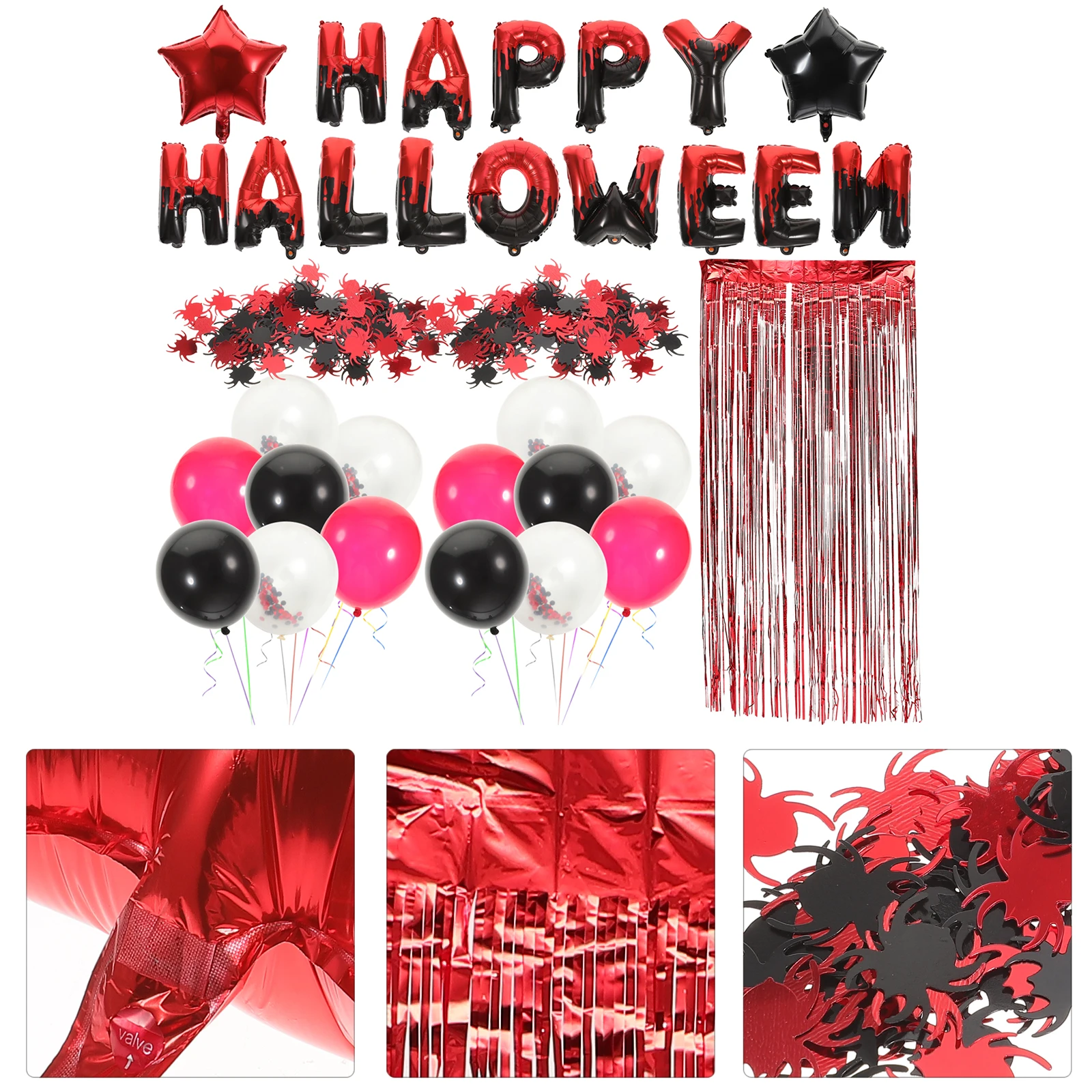 1 set Halloween Decoration Set Balloons Fringe Curtains Party Supplies Black Red Latex Props Festival Photo Background
1 set Halloween Decoration Set Balloons Fringe Curtains Party Supplies Black Red Latex Props Festival Photo Background