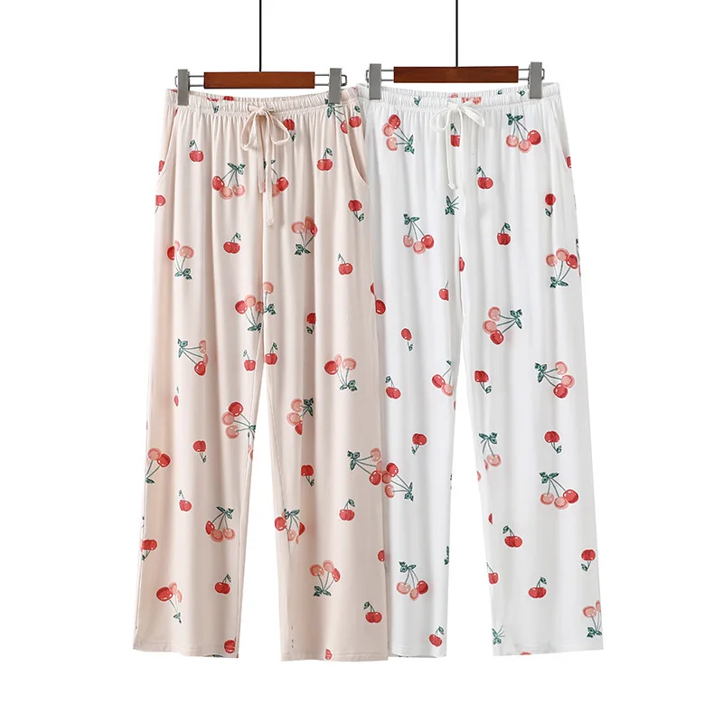 Мягкие модальные женские домашние брюки с вишневым принтом, тонкие, с эластичным поясом, милые пижамные штаны для дома и улицы, весенне-летние, для сна
Мягкие модальные женские домашние брюки с вишневым принтом, тонкие, с эластичным поясом, милые пижамные штаны для дома и улицы, весенне-летние, для сна