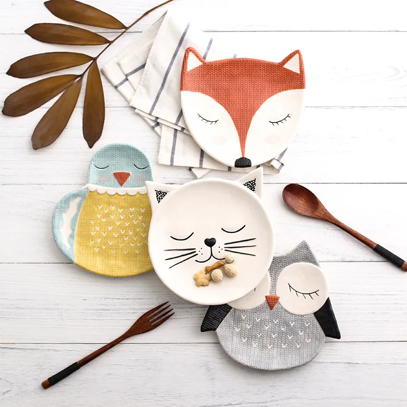 Ceramic Dishes Home Children's Breakfast Plates, Creative Cute Pastries Fruit Cartoon style Animal Cat Penguin Owl Dining plate
Ceramic Dishes Home Children's Breakfast Plates, Creative Cute Pastries Fruit Cartoon style Animal Cat Penguin Owl Dining plate