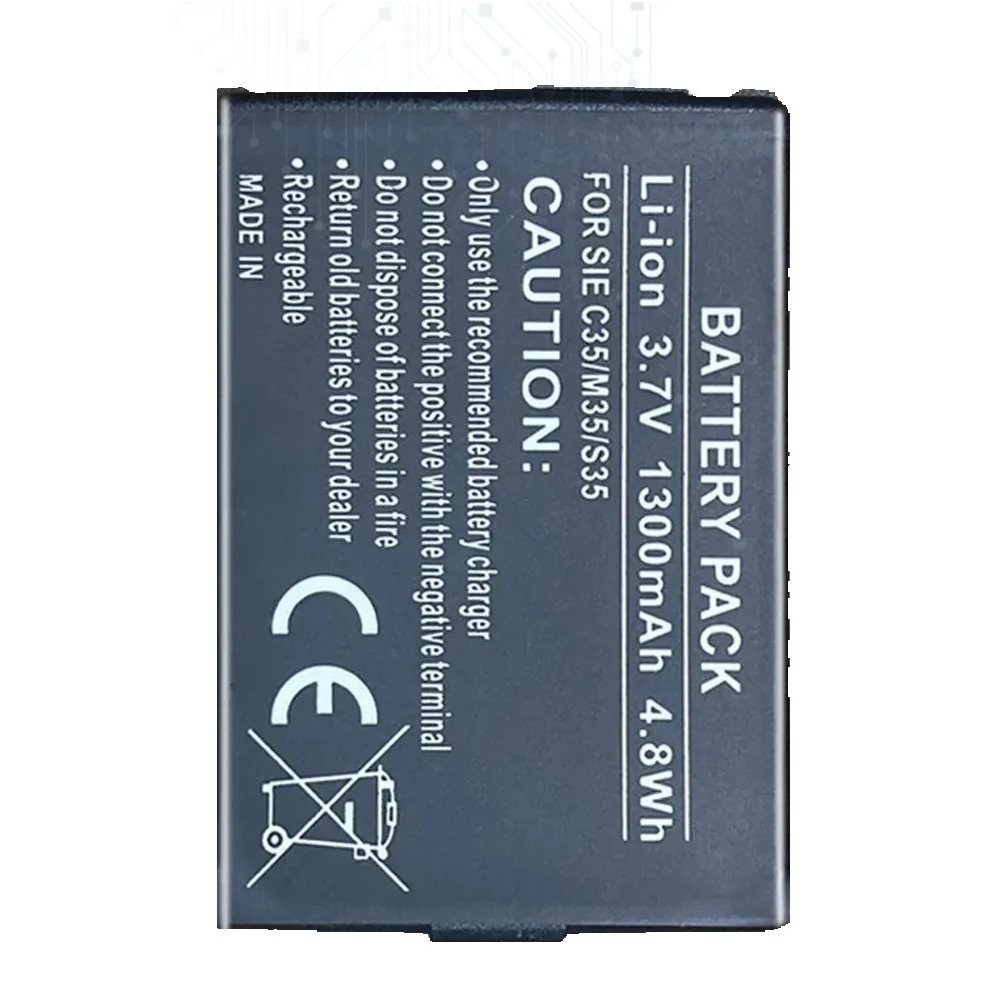 Аккумулятор C35/M35/S35 1300 мАч для Siemens 3506, 3508, 3518, 3568, 3608, C35, C35e, C35i, M35, P35, S35i, S46, S47
Аккумулятор C35/M35/S35 1300 мАч для Siemens 3506, 3508, 3518, 3568, 3608, C35, C35e, C35i, M35, P35, S35i, S46, S47
