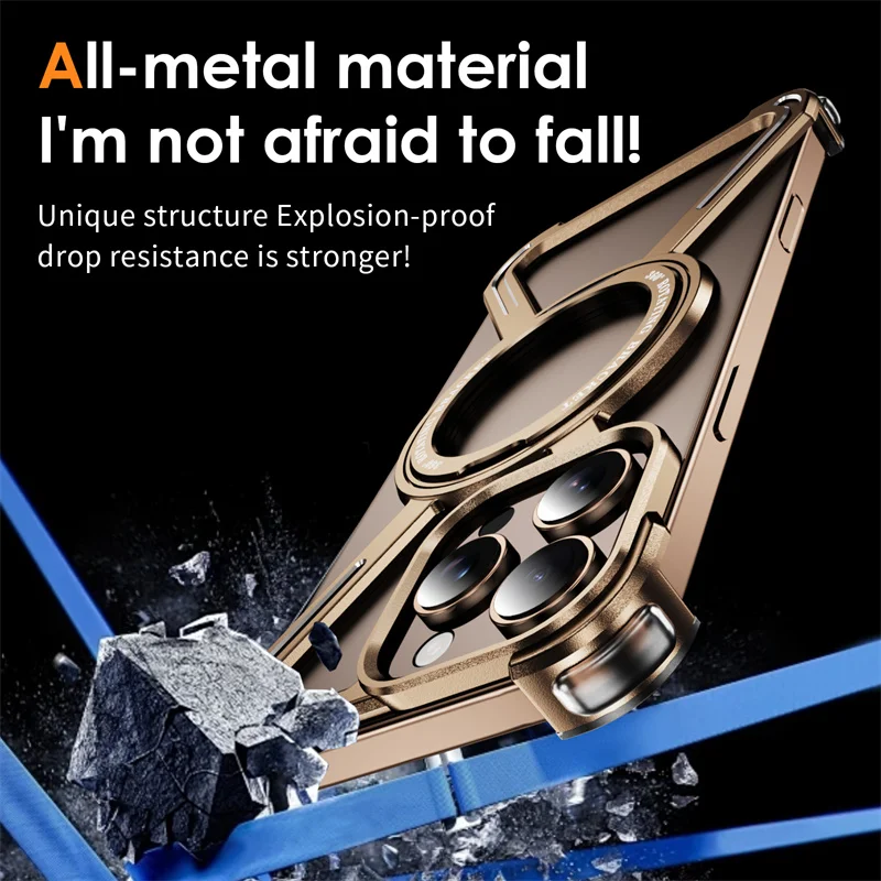 Metal Magsafe Stand phone case for iPhone 13 14 15 Pro Max 16 Pro Max Plus Aluminum Alloy Shock Absorbing Rotating Stand Cover
Metal Magsafe Stand phone case for iPhone 13 14 15 Pro Max 16 Pro Max Plus Aluminum Alloy Shock Absorbing Rotating Stand Cover