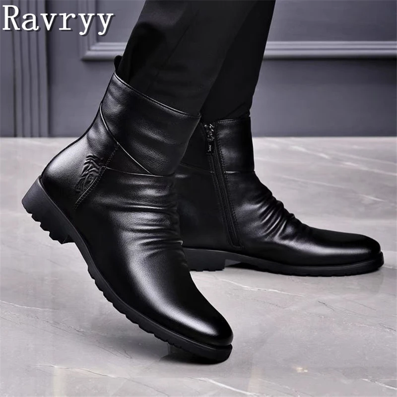 Black Genuine Leather Men Boots Winter/spring Zipper British High Top Ankle Boot Male Formal Business Warming Shoes
Black Genuine Leather Men Boots Winter/spring Zipper British High Top Ankle Boot Male Formal Business Warming Shoes