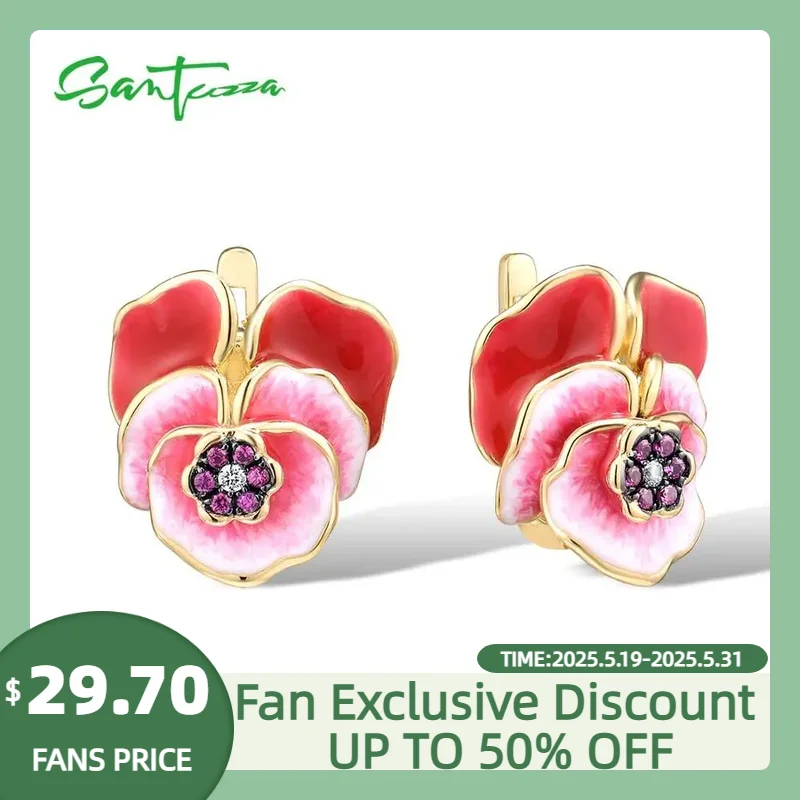 SANTUZZA Silver Earrings For Women Pure 925 Sterling Silver Red Purple Blooming Flower Trendy Party Fine Jewelry Handmade Enamel
SANTUZZA Silver Earrings For Women Pure 925 Sterling Silver Red Purple Blooming Flower Trendy Party Fine Jewelry Handmade Enamel