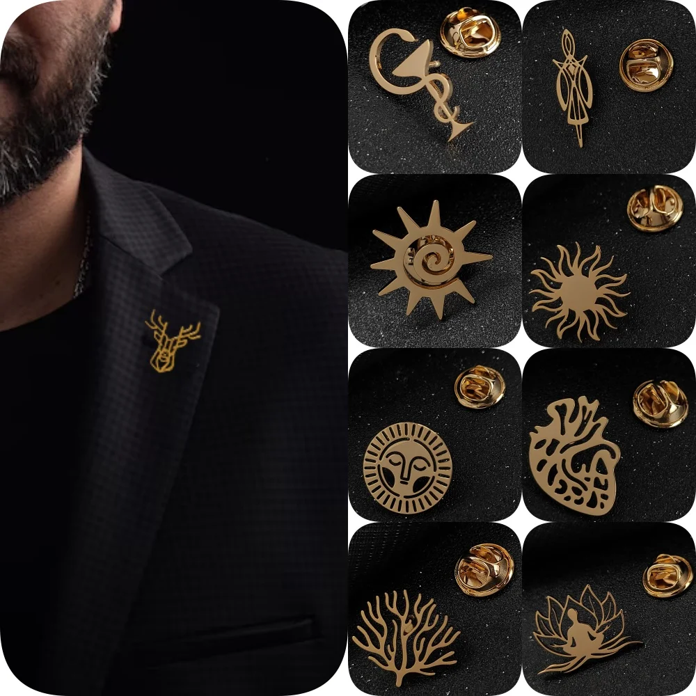 Snake wine glass brooch, yoga sunflower lapel pin, tree of life men's collar pin, high-grade stainless steel gold-plated badge
Snake wine glass brooch, yoga sunflower lapel pin, tree of life men's collar pin, high-grade stainless steel gold-plated badge
