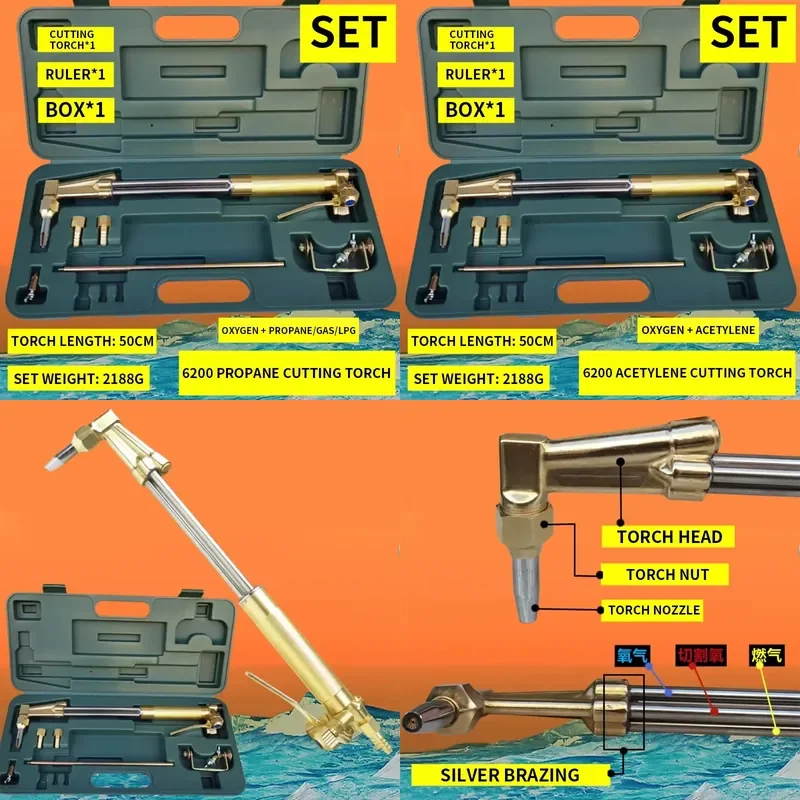 Cutting Torch Propane/Acetylene 6200 Metal Machine Copper Nozzle Oxygen-Fuel Machine
Cutting Torch Propane/Acetylene 6200 Metal Machine Copper Nozzle Oxygen-Fuel Machine