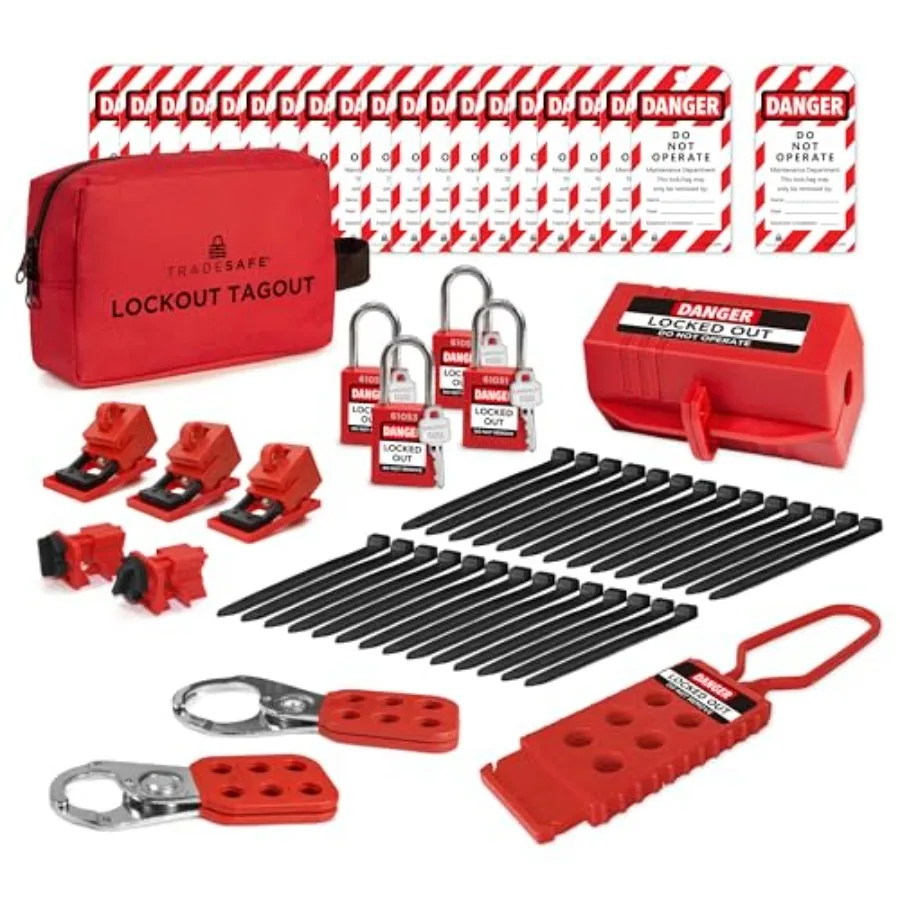 Electrical Lockout Tagout Kit - Hasps, Clamp on and Universal Multipole Circuit Breaker Lockouts, Tags, Plug Lock, Loto Locks S
Electrical Lockout Tagout Kit - Hasps, Clamp on and Universal Multipole Circuit Breaker Lockouts, Tags, Plug Lock, Loto Locks S
