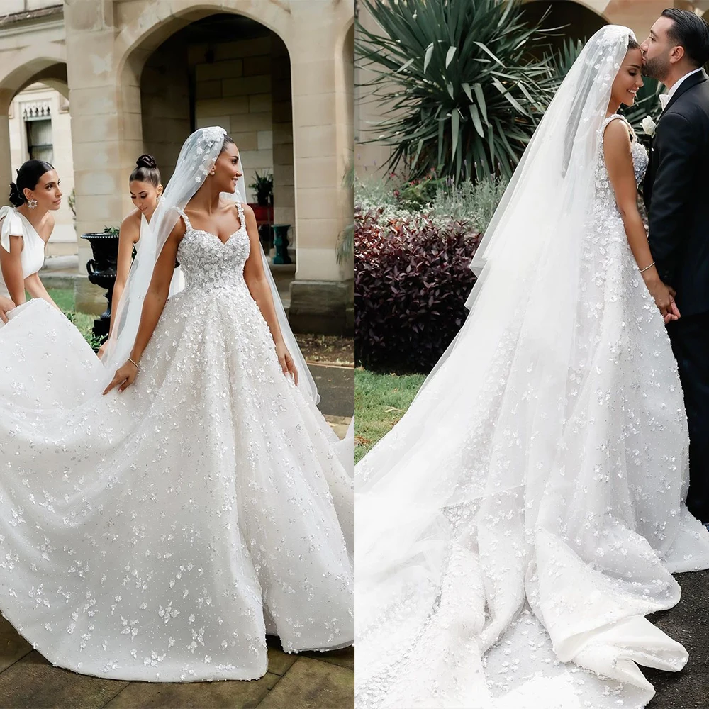 3D Floral A Line Wedding Dress Sexy Spaghetti Straps Bride Dresses Lace Appliques Bridal Gowns robes de mariée
3D Floral A Line Wedding Dress Sexy Spaghetti Straps Bride Dresses Lace Appliques Bridal Gowns robes de mariée