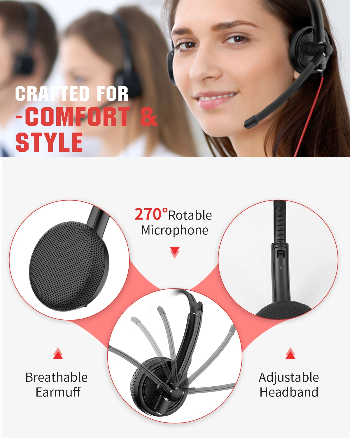 Sda66eef293f245feba8ea5d6bd911400B NUBWO HW01 USB Headphone 3.5mm Computer Headset with Mic Noise Cancelling for Laptop PC Business Office Headsets for Cell Phone