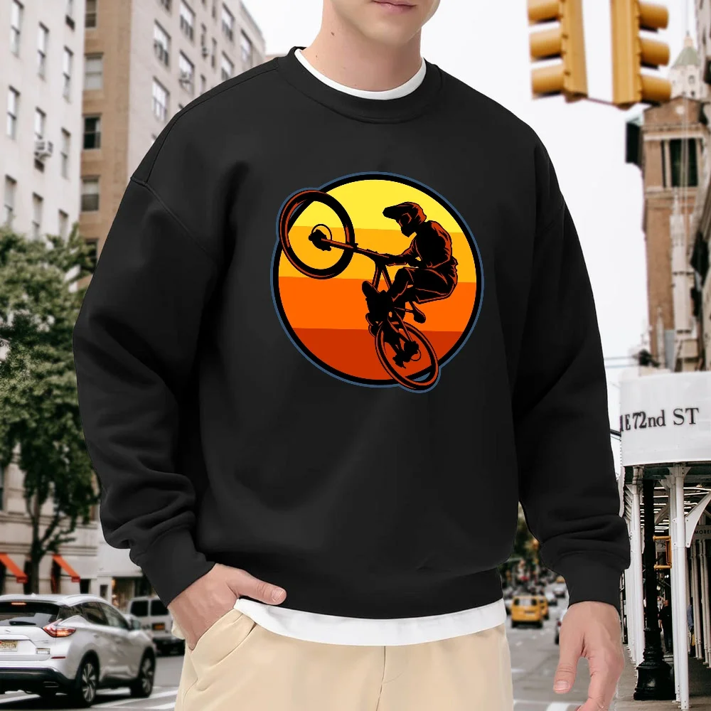 Men's Black Round-Neck Long-Sleeved Sweatshirt, Trendy Bmx Bicycle Print Top, Casual Street Style Loose Fit, Versatile and Comfortable for Everyday Outings and Sports
Men's Black Round-Neck Long-Sleeved Sweatshirt, Trendy Bmx Bicycle Print Top, Casual Street Style Loose Fit, Versatile and Comfortable for Everyday Outings and Sports