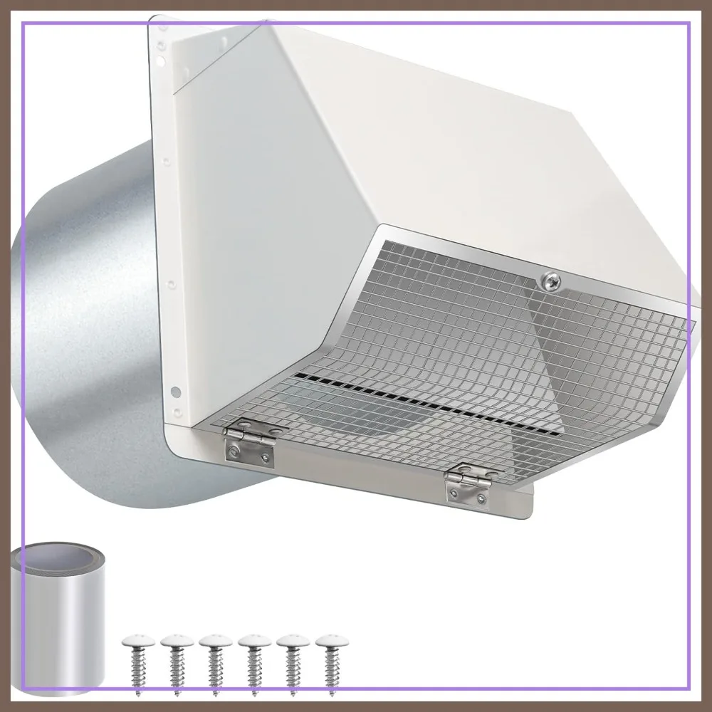 8 Inch Wall Vent with Screen & Damper, Outdoor Exhaust Cover for Kitchen Range Hood, Dryer, HVAC Duct, Galvanized Steel, White
8 Inch Wall Vent with Screen & Damper, Outdoor Exhaust Cover for Kitchen Range Hood, Dryer, HVAC Duct, Galvanized Steel, White