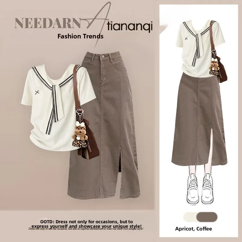 Summer Navy Collar Belted Design Sensible Short Length Ageless Top High Waist Skirt Two Piece Set Women's Fashion Ensemble
Summer Navy Collar Belted Design Sensible Short Length Ageless Top High Waist Skirt Two Piece Set Women's Fashion Ensemble
