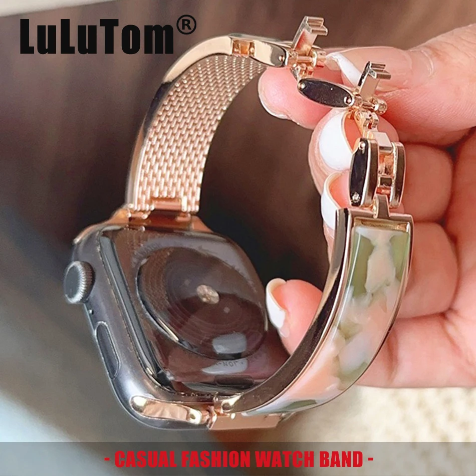 Amber Resin Metal Strap for Apple Watch Band 11 10 9 8 7 6 SE UItra 3 iWatch 49/46/45/44/42/41/40/38mm Mother-of-pearl Bracelet
Amber Resin Metal Strap for Apple Watch Band 11 10 9 8 7 6 SE UItra 3 iWatch 49/46/45/44/42/41/40/38mm Mother-of-pearl Bracelet