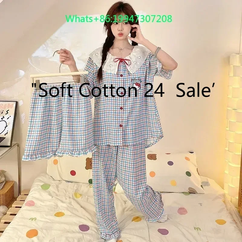 2025 new summer Hello Kitty sweet pajamas pure cotton with chest pads three short-sleeved shorts trousers Hello Kitty loungewear
2025 new summer Hello Kitty sweet pajamas pure cotton with chest pads three short-sleeved shorts trousers Hello Kitty loungewear
