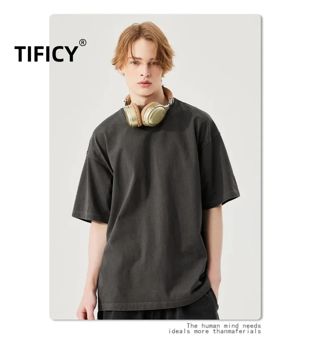 TIFICY Tees Summer Loose Heavy Weight 250G Washed T-shirt Men's Retro Vintage Made Pure Cotton Men's Short Sleeved TShirt
TIFICY Tees Summer Loose Heavy Weight 250G Washed T-shirt Men's Retro Vintage Made Pure Cotton Men's Short Sleeved TShirt