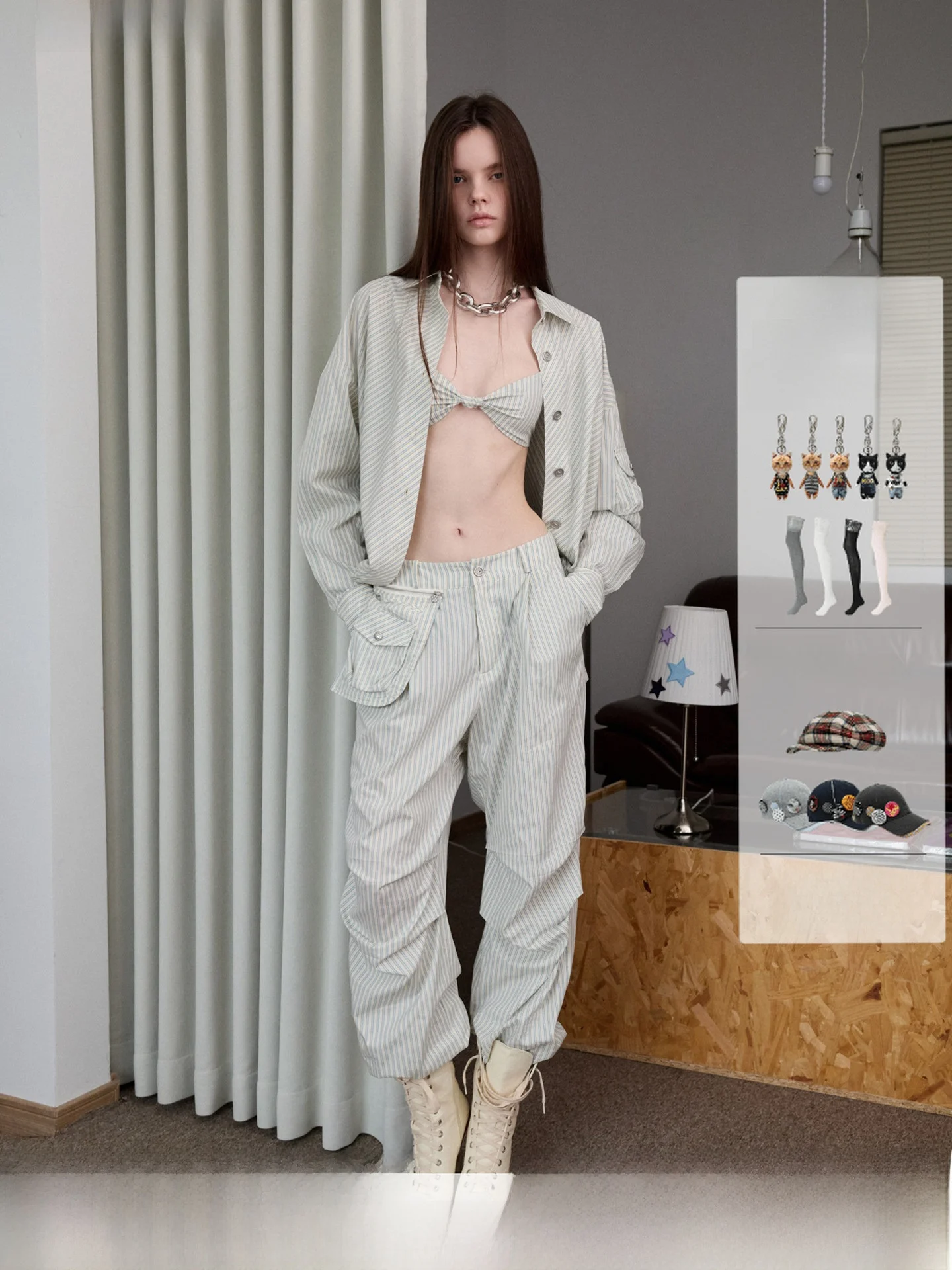 JINN STUDIO Women's Loose Fit Striped irt And Straight Leg Pants Set Breathable Pure Cotton Long Sve Collar
JINN STUDIO Women's Loose Fit Striped irt And Straight Leg Pants Set Breathable Pure Cotton Long Sve Collar