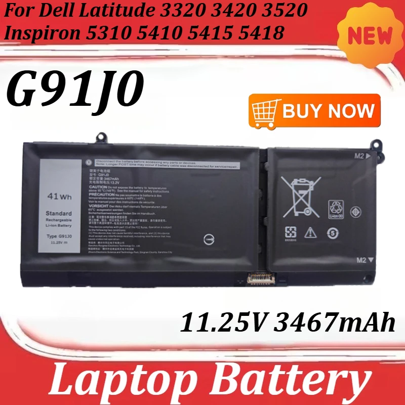 G91J0 11.25V 3467mAh Laptop Battery for Dell Latitude 3320 3420 3520 Inspiron 5310 5410 5415 5418
G91J0 11.25V 3467mAh Laptop Battery for Dell Latitude 3320 3420 3520 Inspiron 5310 5410 5415 5418