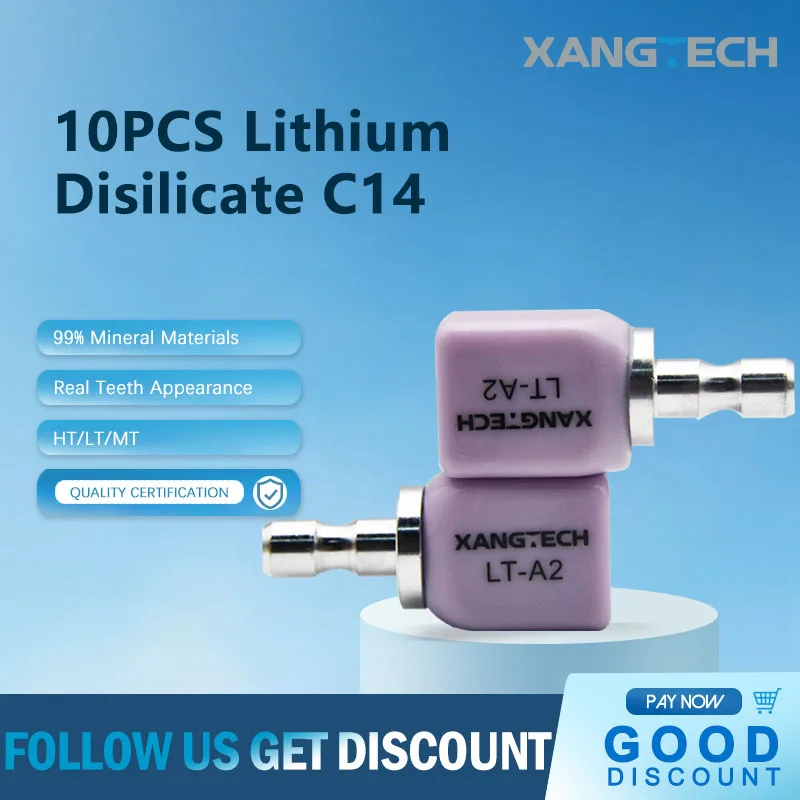 10Pcs XANGTECH Lithium Disilicate C14 Dental HT/LT Glass Ceramic Blanks for Lab Sirona Cerec System
10Pcs XANGTECH Lithium Disilicate C14 Dental HT/LT Glass Ceramic Blanks for Lab Sirona Cerec System