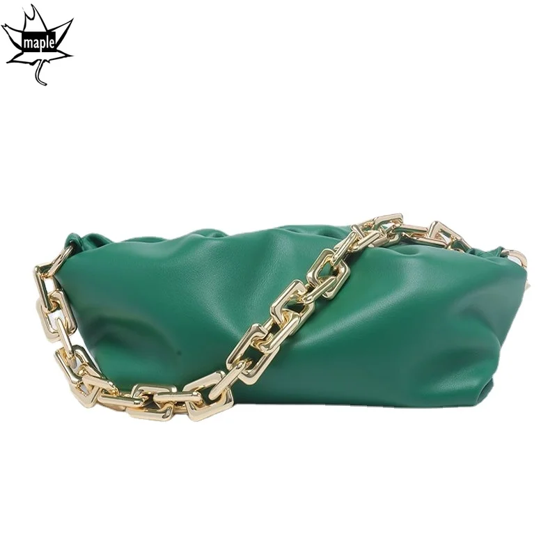 Fashion Designer Green Thick Metal Chain Cloudy Purse Split Cow Leather Women Handbag High Quality Female Shoulder Bag
Fashion Designer Green Thick Metal Chain Cloudy Purse Split Cow Leather Women Handbag High Quality Female Shoulder Bag