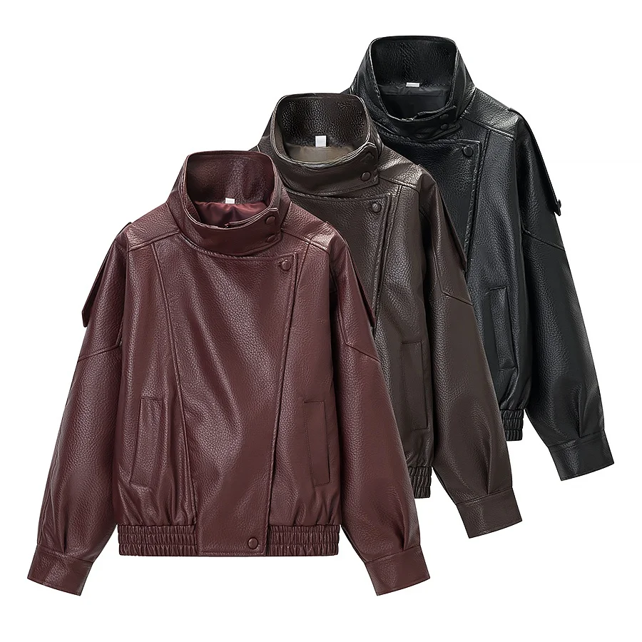 Spring New Fashionable Women's Stand Collar Faux Leather Jacket Outerwear Elegant Transoceanic Style Long Sleeve Zipper Closure
Spring New Fashionable Women's Stand Collar Faux Leather Jacket Outerwear Elegant Transoceanic Style Long Sleeve Zipper Closure