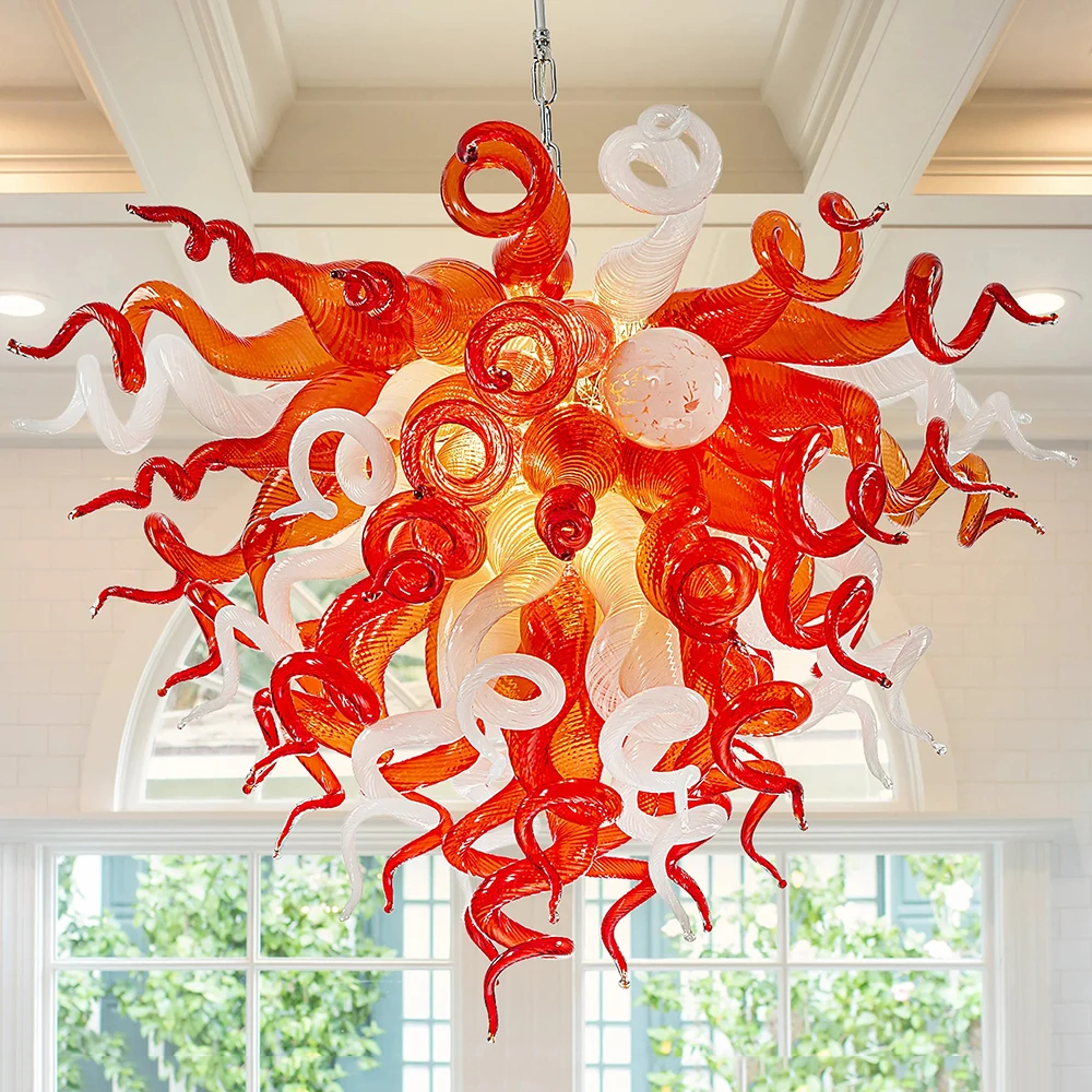 LONGREE Murano Handmade Glass Chandelier Ceiling Light Fixture Red And White D28"XH20"Ceiling Lamp for Home Decor
LONGREE Murano Handmade Glass Chandelier Ceiling Light Fixture Red And White D28"XH20"Ceiling Lamp for Home Decor
