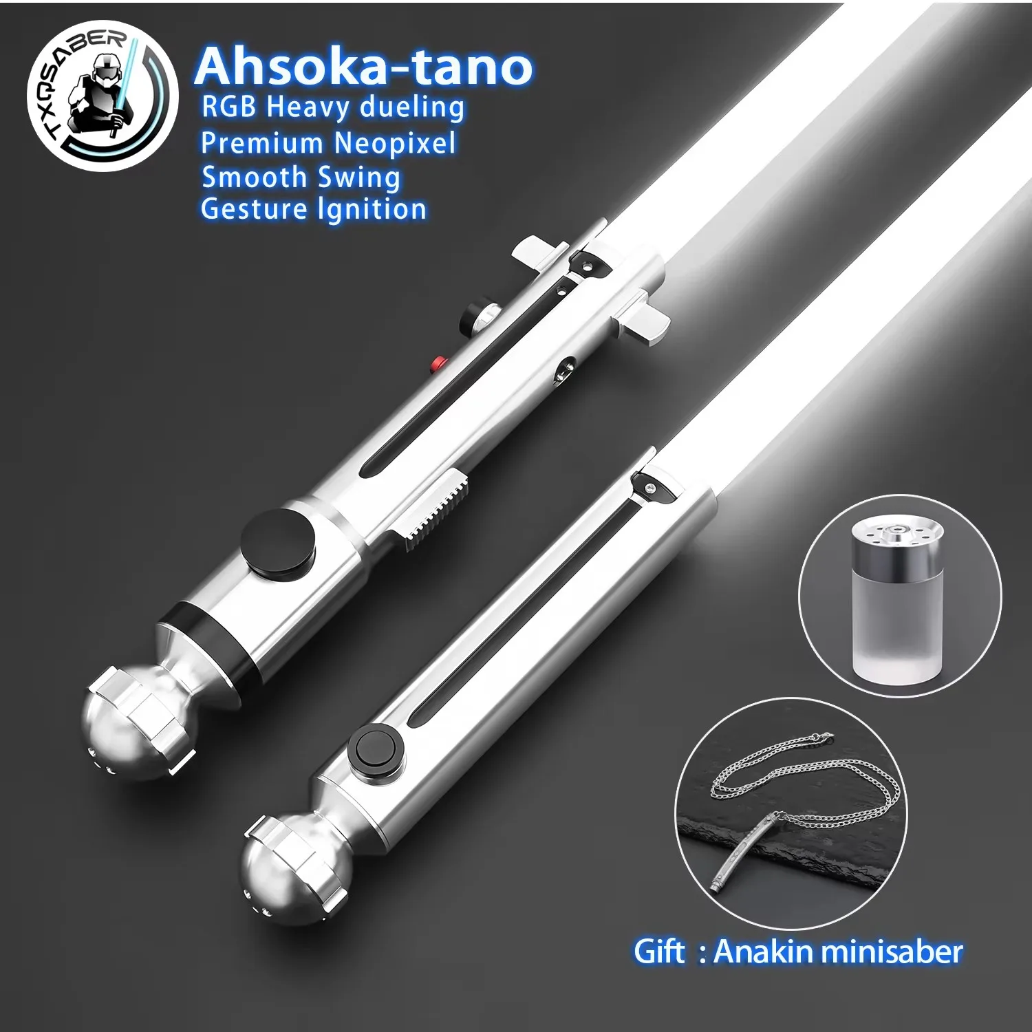 TXQSABER Ahsok-Tano RGB Heavy Dueling Neo Pixel Proffie Smooth Swing Lightsaber Force Light Saber Blaster Sword Cosplay
TXQSABER Ahsok-Tano RGB Heavy Dueling Neo Pixel Proffie Smooth Swing Lightsaber Force Light Saber Blaster Sword Cosplay