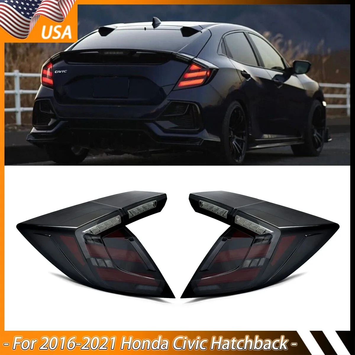 Светодиодные задние фонари для Honda Civic 10-го поколения типа R хэтчбек 2016-2021, анимационный индикатор, последовательный поворотный сигнал, задние фонари
Светодиодные задние фонари для Honda Civic 10-го поколения типа R хэтчбек 2016-2021, анимационный индикатор, последовательный поворотный сигнал, задние фонари