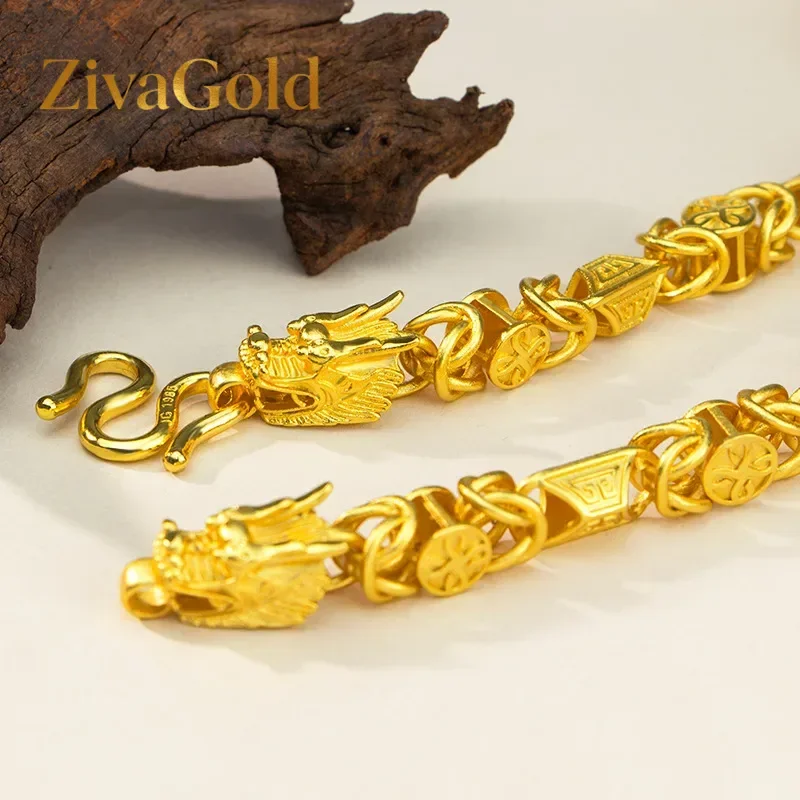 ZivaGold Luxurious 9999 24K real gold auspicious double dragon head necklace domineering pure gold men's necklace fashion bos
ZivaGold Luxurious 9999 24K real gold auspicious double dragon head necklace domineering pure gold men's necklace fashion bos